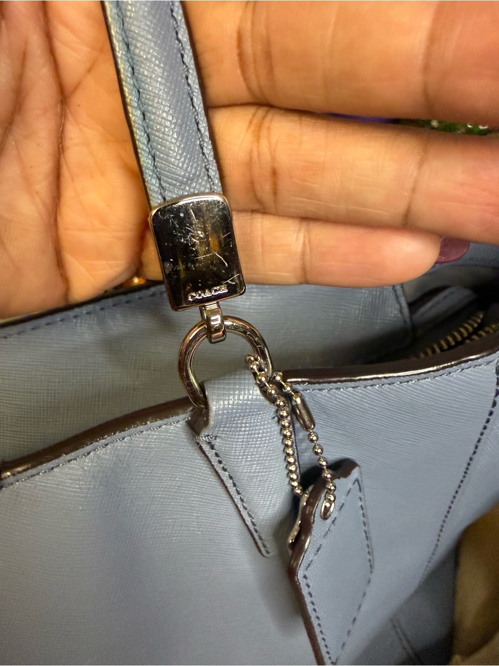 Coach Madison East West Saffiano Leather Tote – Cornflower Blue - Picture 12 of 13